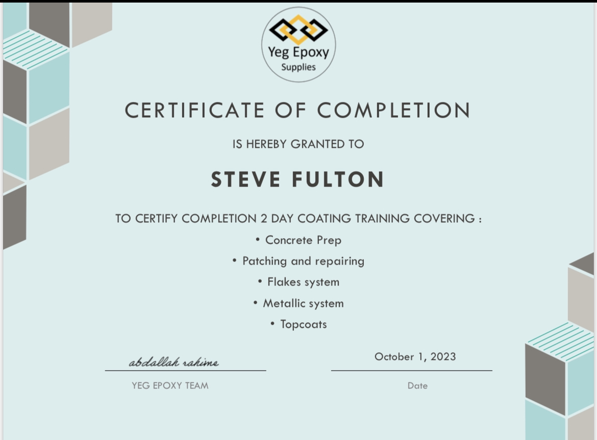 Epoxy Coating Training Certificate